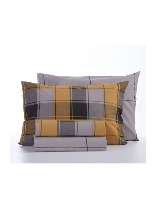 Nef-Nef Homeware Set Cearșafuri Single cu Elastic 100x200+35cm. Julius 031520 Yellow / Grey 3buc