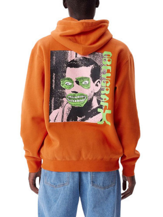 Obey Men's Sweatshirt with Hood and Pockets Orange