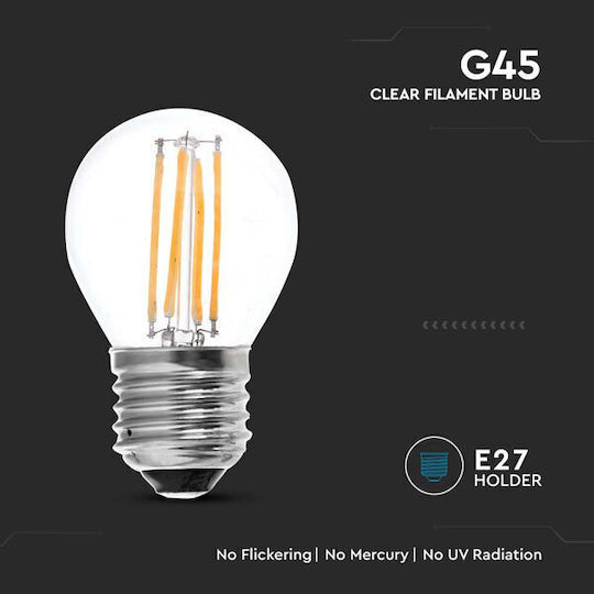 V-TAC LED-Lampe 4W 80mm für Fassung E27 und Form G45 Kühles Weiß 400lm