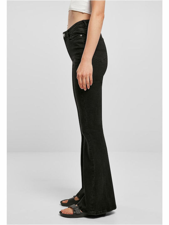 Women's Jeans Pants High Rise Flared Black