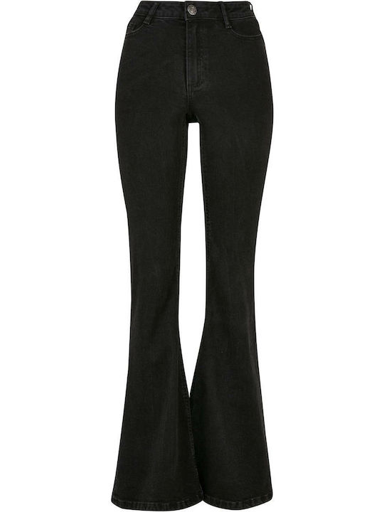 Women's Jeans Pants High Rise Flared Black