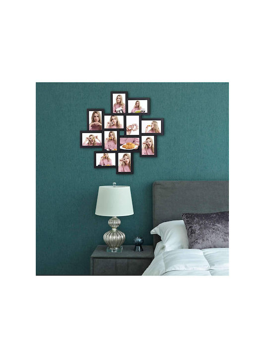 Songmics Multi Wandmontage Bilderrahmen 12 Stücke Hölzernes mit Schwarzem Rahmen