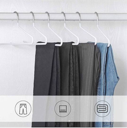Songmics Umeraș pentru Dulap pentru pantaloni Metalic Albă CRI004WT-20 20buc