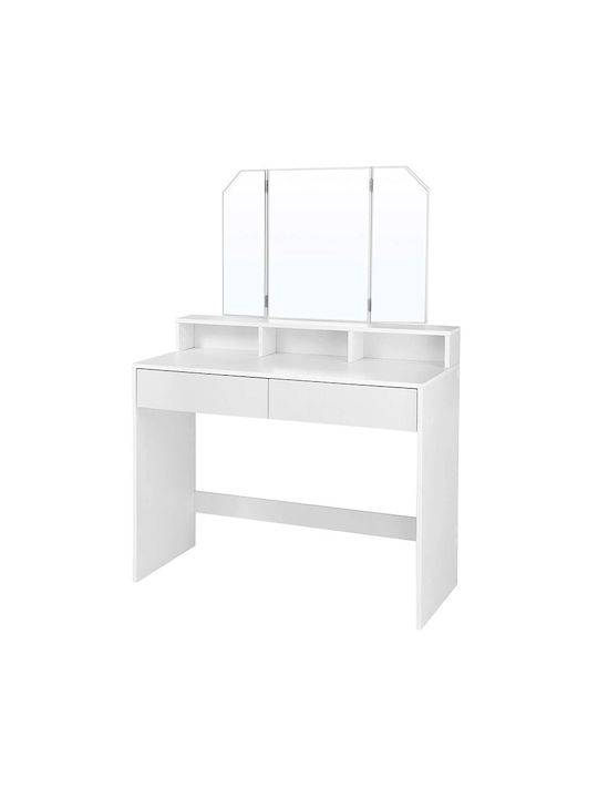 Masă de machiaj Albă cu Oglindă 100x40x142buc