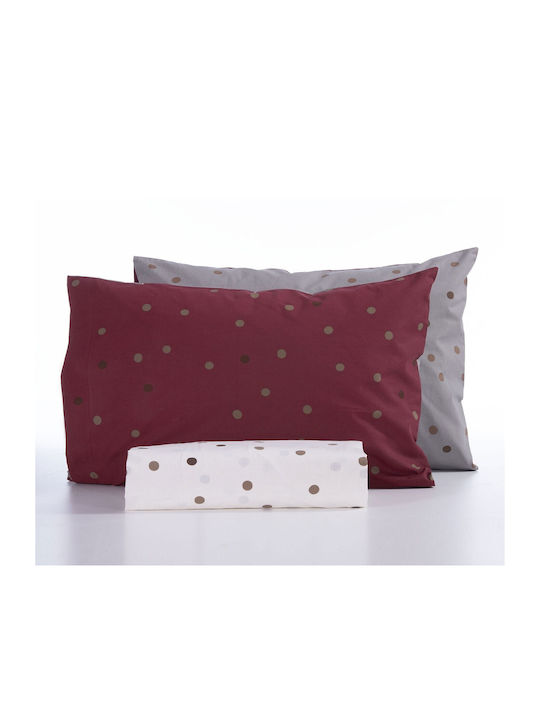 Nef-Nef Homeware Set Bettbezug Baumwolle Einzelbett mit Kissenbezug 170x240 Friday 031517 Ecru / Beige / Bordo