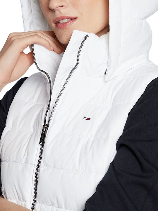 Kurz Damen Ärmellos Puffer Jacke Weiß