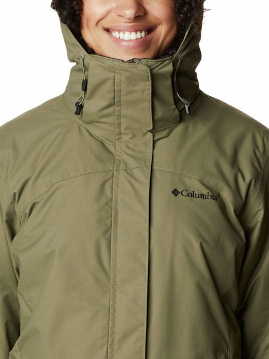 Bugaboo II Fleece Interchange 3 In 1 Women's Hiking Short Sports Jacket for Winter with Hood Khaki