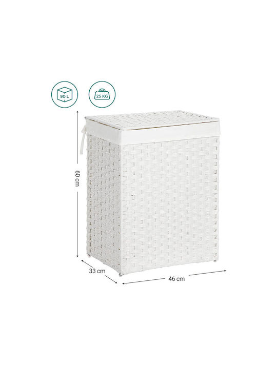 Songmics Laundry Basket Wicker Folding with Cap 46x33x60cm White