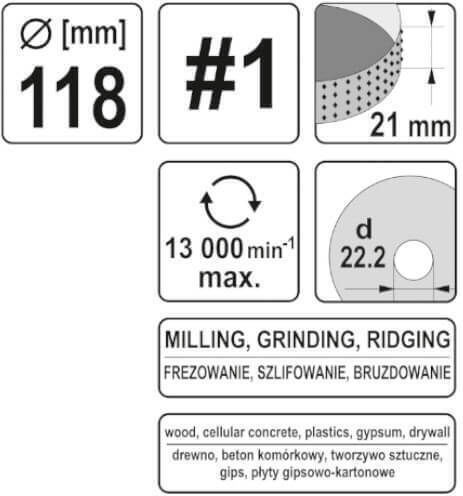 Yato Grinding Disc of Wood 118mm Set 1pcs