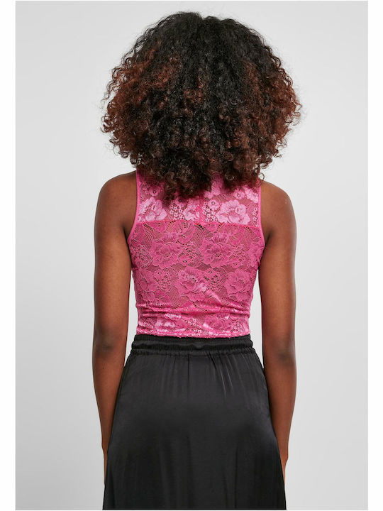 Sleeveless Bodysuit with Mesh Pink