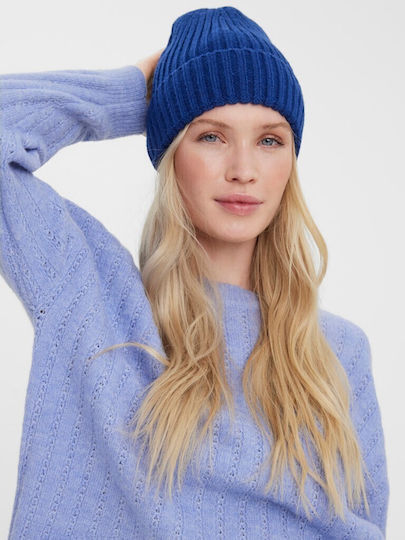 Beanie Frauen Beanie mit Rippstrick in Blau Farbe