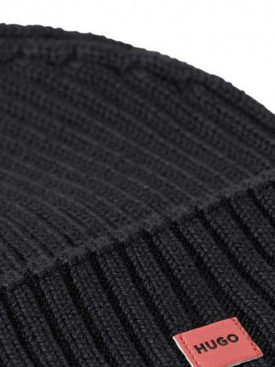 Hugo Boss Beanie Ανδρικός Σκούφος με Rib Πλέξη σε Μαύρο χρώμα