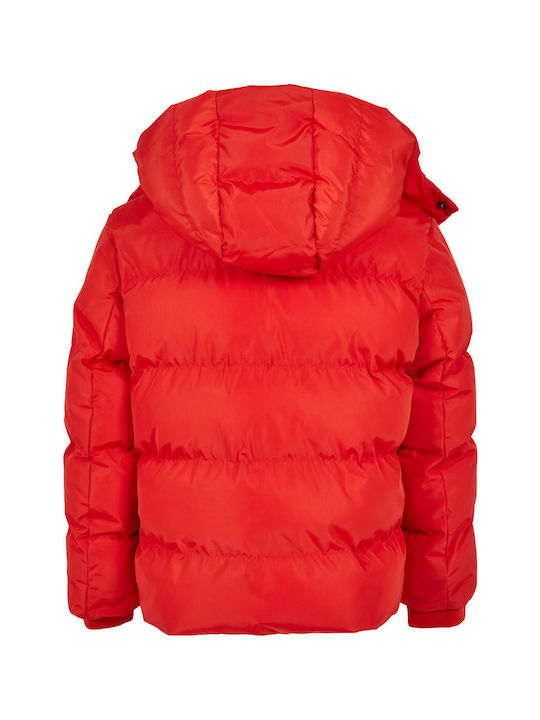 Urban Classics Kids Quilted Jacket short Hooded Red