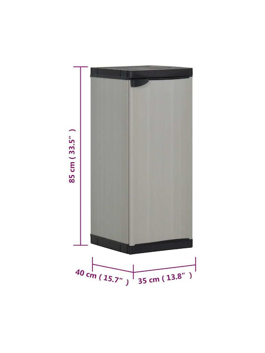 Single-Leaf Plastic Cabinet with Locking Capability with 1 Shelf Suitable for Small Spaces Grey 35x40x85 cm