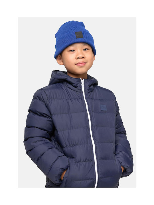 Urban Classics Kids Quilted Jacket short Windproof Hooded Navy Blue