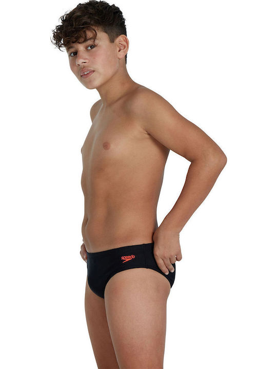 Speedo Logo Brief Kinder Badeanzug Badeslips Schwarz