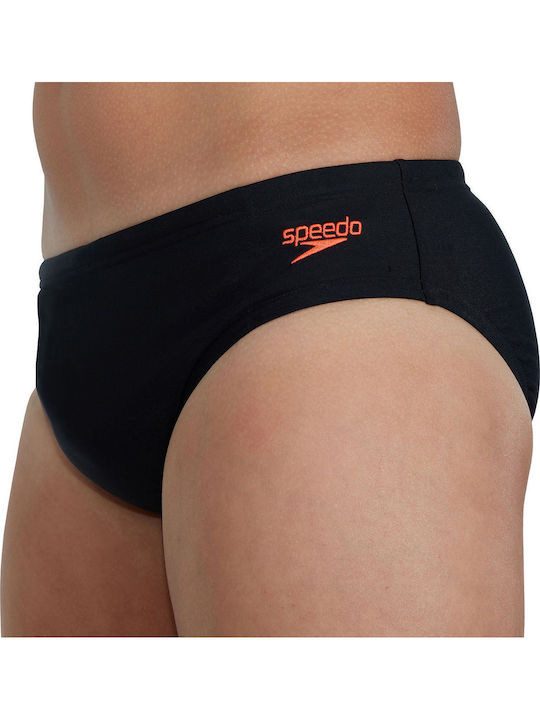 Speedo Logo Brief Kinder Badeanzug Badeslips Schwarz
