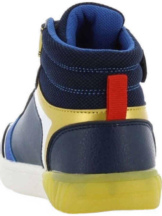 Παιδικά Sneakers High με Σκρατς & Φωτάκια Μπλε