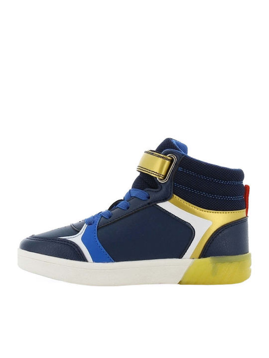 Παιδικά Sneakers High με Σκρατς & Φωτάκια Μπλε