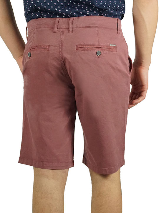 Lexton Men's Cotton Shorts "JIMMY" Red Slim Fit (JIMMY) (98% Cotton, 2% Elastane)