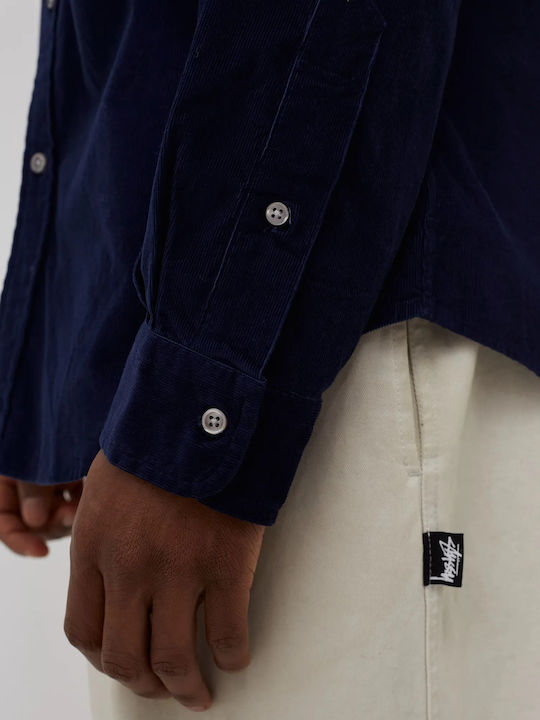 Long-sleeved Corduroy Shirt Navy Blue