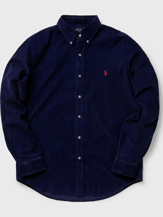 Long-sleeved Corduroy Shirt Navy Blue