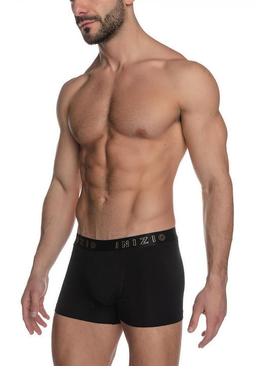 MEN'S BLACK BOXER INIZIO WITH EXTERNAL MAT RUBBER 44410 BLACK/GOLD