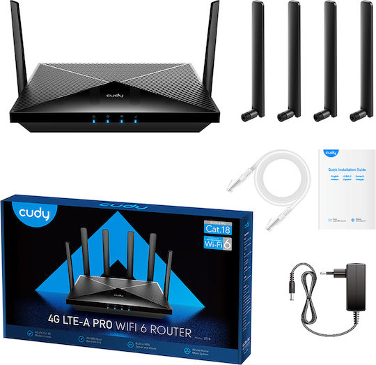 Cudy LT18 v1 Ασύρματο 4G Router Wi‑Fi 6 με 4 Θύρες Gigabit