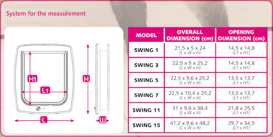 Ferplast Swing 15 Door Dog & Cat 41.2x48.2x9.6εκ. made of Plastic in White Color 41.2 x 48.2 x 48.2cm