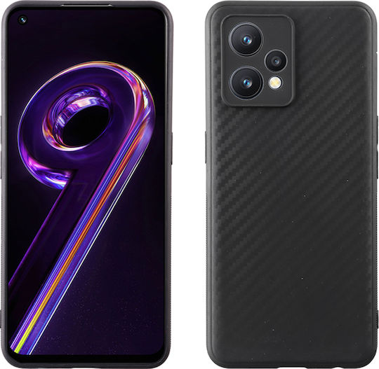 Volte-Tel Carbon Umschlag Rückseite Silikon Schwarz (Realme 9 / 9 Pro+)