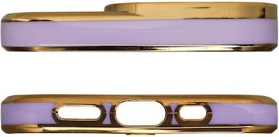 Hurtel Fashion Gold Frame Silicone Back Cover Purple (iPhone 12 / 12 Pro)