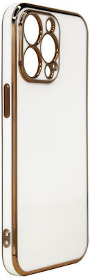 Hurtel Lighting Color Gold Frame Silicone Back Cover White (iPhone 12 Pro Max)