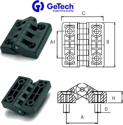 Getech Scharnier des Bootes Nylon mit Edelstahlwelle 40x38,5mm