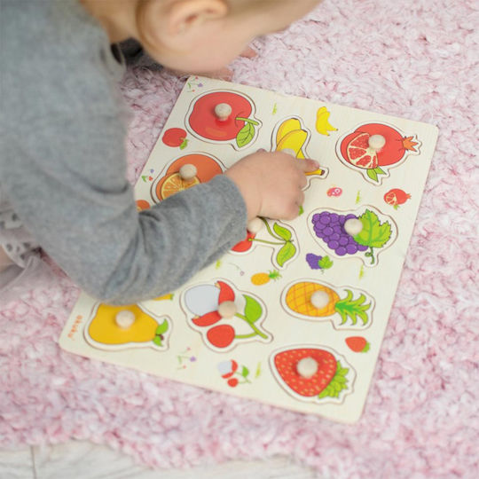 Wooden Kids Peg Puzzle Fruits 11pcs Akuku