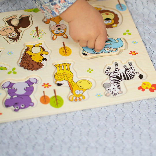 Ξύλινο Παιδικό Puzzle Σφηνώματα Ζούγκλα 11pcs Akuku
