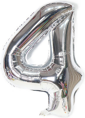 Balloon Foil Number 4 Silver 32cm