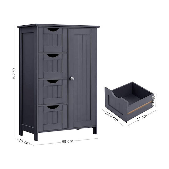 Songmics Cabinet de baie L55xA30xÎ81cm Gri