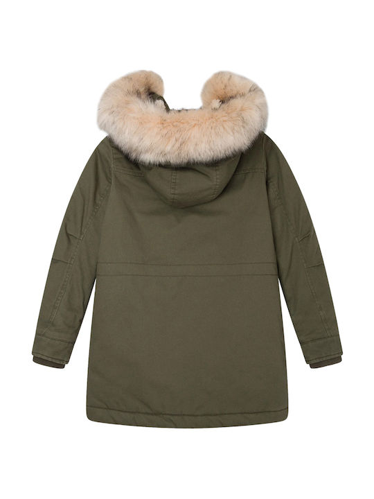 Alisa Kinder Parka Lang mit Futter & Kapuze Khaki