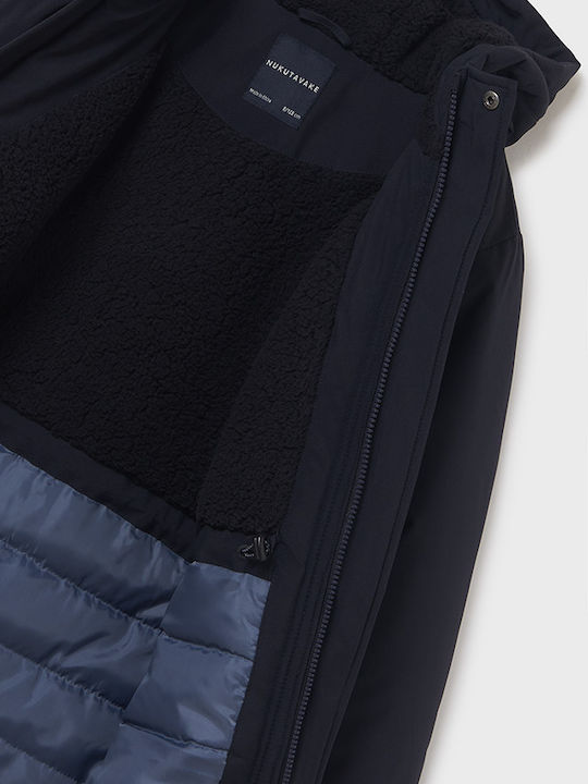 Kinder Freizeitjacke Lang mit Futter & Kapuze Marineblau