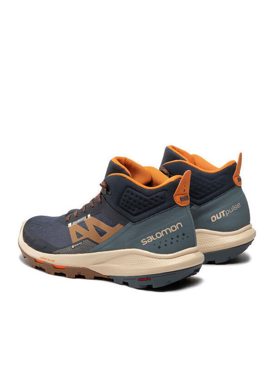 Salomon Outpulse Men's Hiking Waterproof Boots with Gore-Tex Membrane Ebony Bleached Sand Vibrant Orange