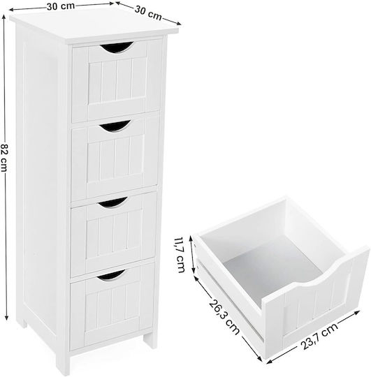 Songmics Floor Bathroom Column Cabinet L30xD30xH82cm White
