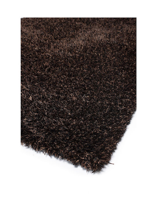 Viokarpet Art Silk SRB-0007 Handmade Rug Rectangular Shaggy Wool Brown