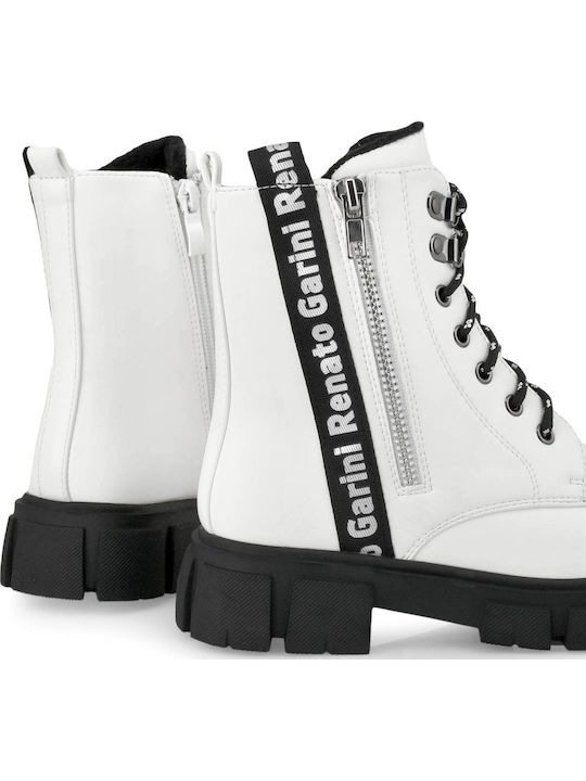 Lederne Kinderstiefel mit Reißverschluss Weiß