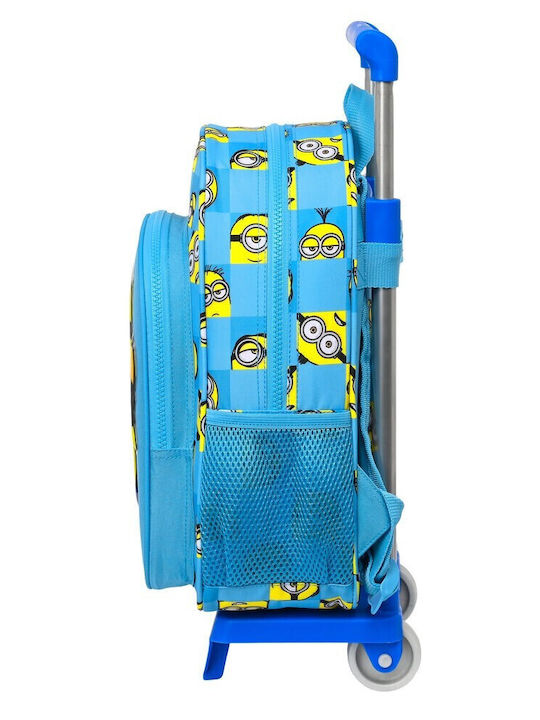 Minions Ученическа Раница Куфар Детска Градина Синя с Джоб за Бутилка