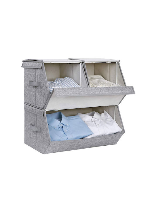 Songmics Fabric Storage Box with Lid Gray 50x35x25cm 3pcs