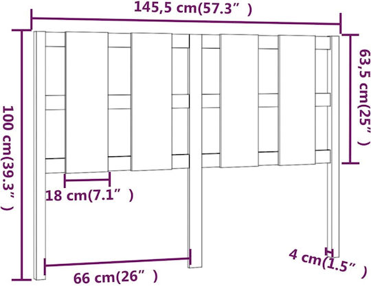 vidaXL Wooden Gray Bed Headboard 145.5x100cm