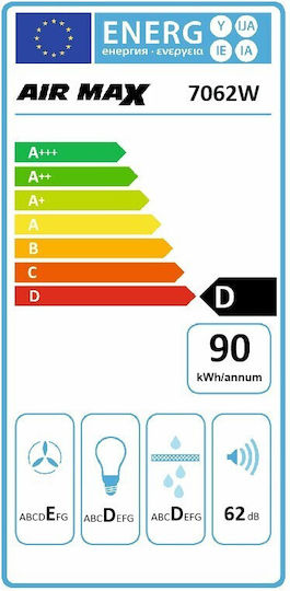 Proff Airmax 6072W Συρόμενος Απορροφητήρας 60cm Λευκός