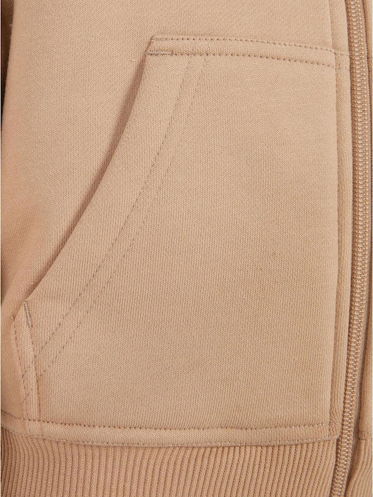 Kinder-Sweatshirt Strickjacke mit Kapuze Beiges