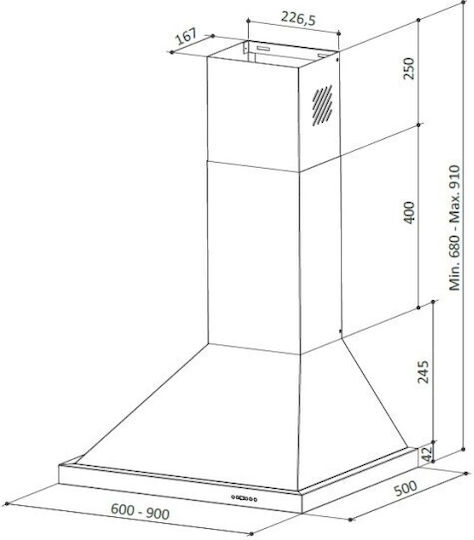 Proff Airmax SD56 Απορροφητήρας Καμινάδα 60cm Λευκός