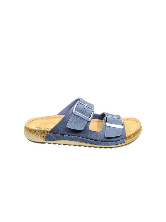 Inblu Leather Women's Flat Sandals Anatomic in Blue Color